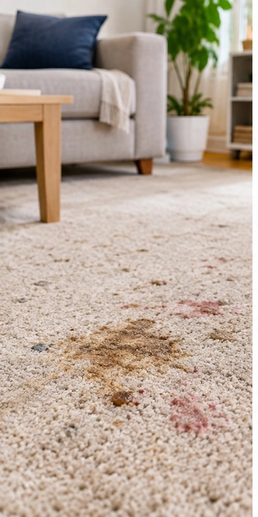 Dirty and stained carpet in Melbourne home